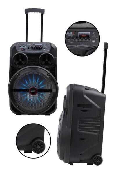 Midex 280 Watt Portatif Taşınabilir Karaoke Eğlence Mikrofonlu Ses Sistemi MXR-280 (Bluetooth Kayıt