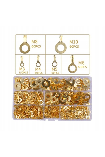 Rosfix M3–M10 Eyelet Connector Set 450 Pcs | Brass | High Conductivity