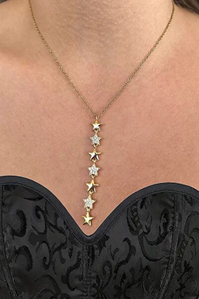 CAŞ DEKORASYON Gold Color Star Steel Necklace
