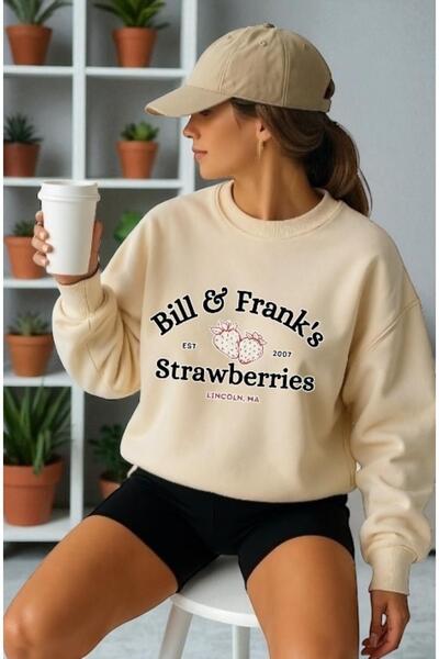 ArtYus سويت شيرت للجنسين بأكمام طويلة وطباعة أمامية على شكل بيل ستراوبيري ويا...