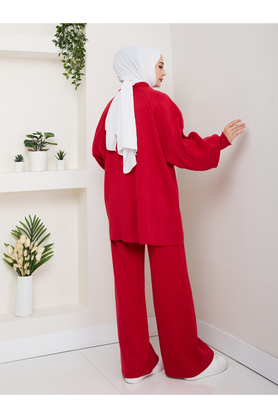 Kirazgym Women's Balloon Sleeve Steel Mesh Tunic and Pants Two-Piece Set