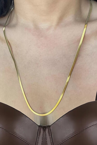 CAŞ DEKORASYON Gold Color Italian Chain Steel Necklace