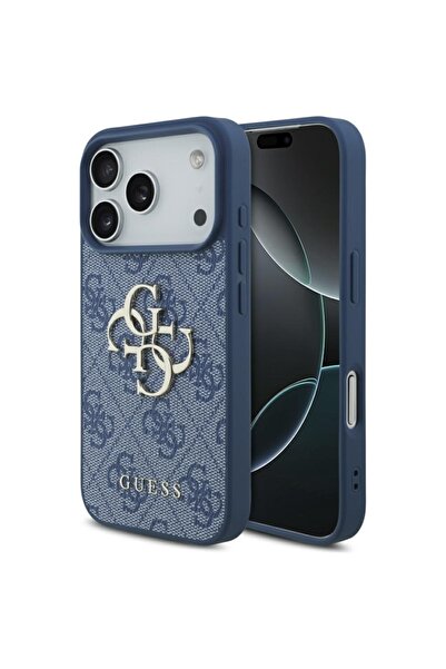 Guess Θήκη για iPhone 17 Pro, Σκληρή θήκη 4G με μεγάλο λογότυπο, Λεπτή προστασία, Συμβατή, Μπλε