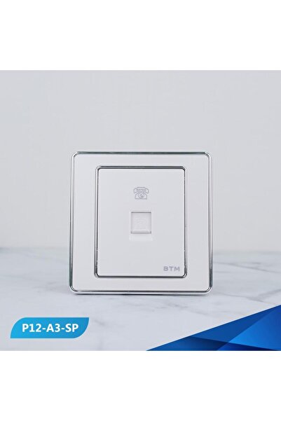 Btm Single telephone jack, blue and silver - 10 pieces