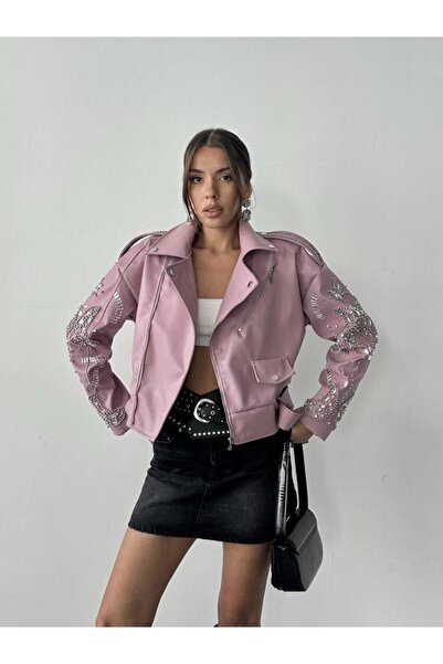 MAXMOOR ALARA Deri Ceket 5091 - Pembe