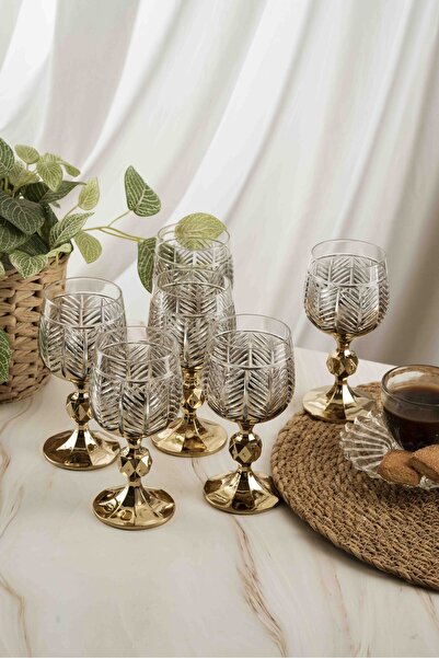 crystalhome 6-Pack Gold Fishbone Crystal Coffee Side Bottle 150ml