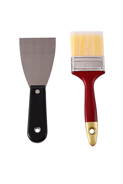 Lawazim Paint Brush & Putty Knife Set - 2 Piece DIY Painting and Scraping Tool Kit