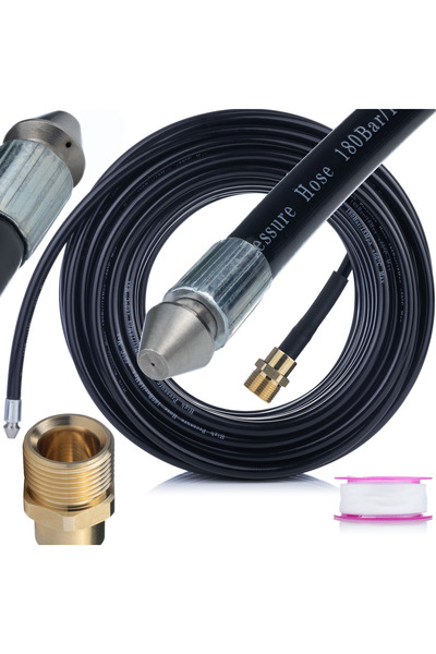 Rosfix Furtun Canalizare 40M M22 | 160 Bar, 1+3 Duze | Compatibil cu Kärcher