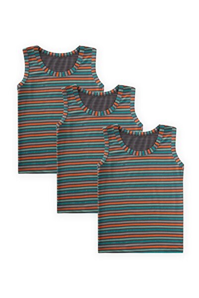 Cigit Triple Wide Strap Tank Top Set 2-9 Years Striped