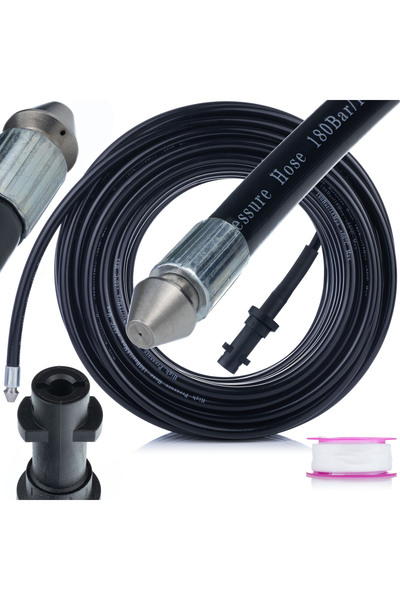 Rosfix Furtun Canalizare 20M cu Duza 1+3 | Compatibil cu Kärcher K2–K7