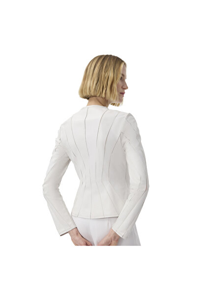 Desa Bienna White Women's Paneled Leather Jacket