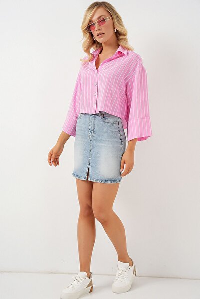 Hiccup Πουκάμισο με ρίγες BDART με κουμπιά, κοντό κόψιμο, oversize