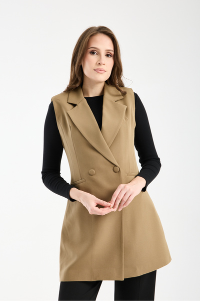 Bolivente Темно-зелений довгий круазе тканий жилет