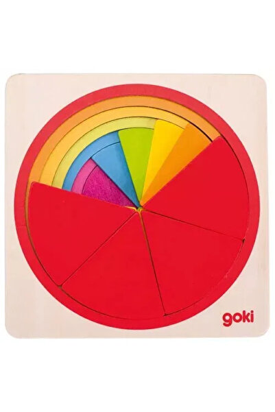 Goki Puzzle stratificat, fracții și culori, lemn, 21 de piese,