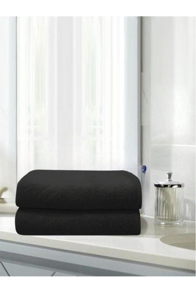 1Chase Pack of 2 - Cotton Bath Towel, Black 70x140cm
