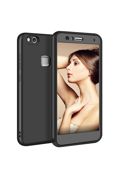 Huawei Θήκη σιλικόνης 360° για P10 Lite, μαύρη + προστατευτική μεμβράνη