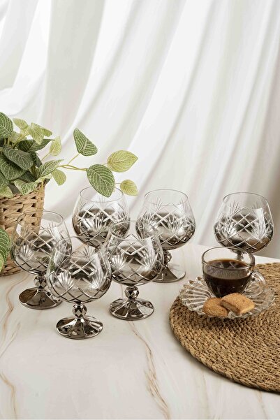 crystalhome 6-Pack Silver Pineapple Crystal Coffee Side Dish 250ml