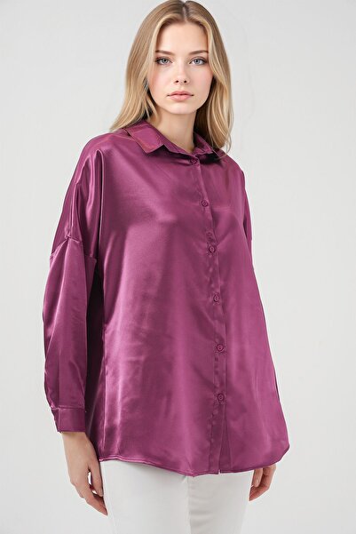 Hiccup Cămașă oversize din satin cu nasturi BDART