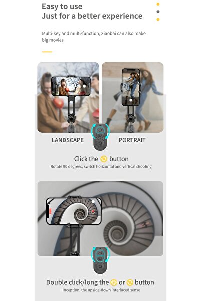 Coverzone Gimbal Tripod - Titreşim Önleyici, 360° Döner, Bluetooth Kumanda, Video Fotoğraf İçin L18 Mini