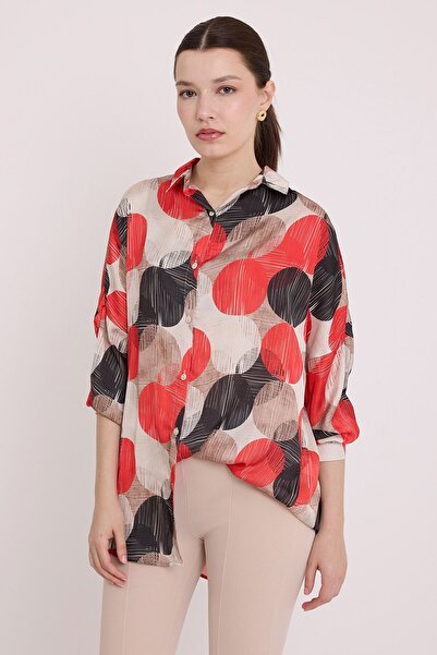 Hiccup Bdart Buttoned Oversize Satin Shirt