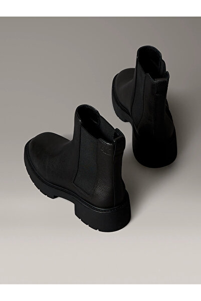 Calvin Klein Kadın Marka Logolu Şık Görünüşlü Deri Gündelik Kullanıma Uygun Siyah Bot & Bootie YW0Y