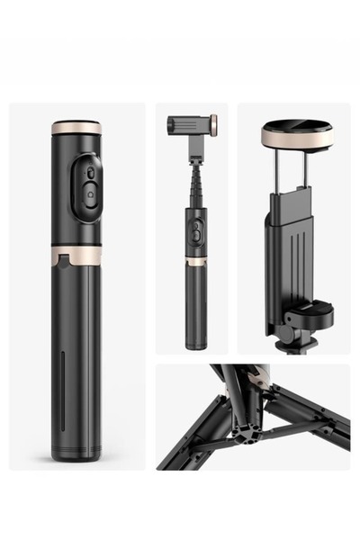 Coverzone Bluetooth Selfie Stick Tripod - 360° Döner, 215-730mm Ayarlı, Alüminyum Alaşım, Katlanabilir | Q12