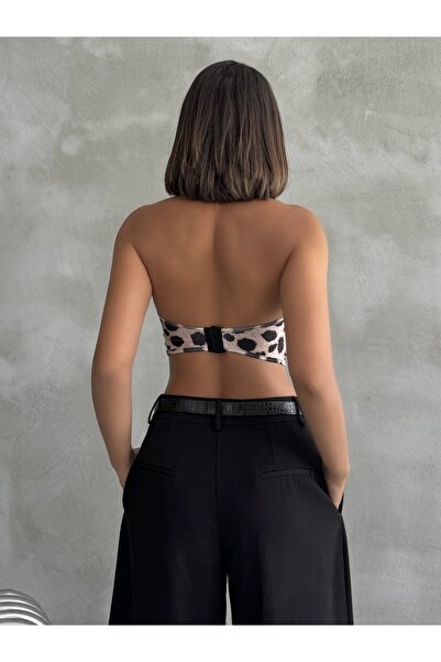 The Base Bustieră fără bretele pentru femei, cu model de nurcă, cu efect de pene, cu cârlig la spate