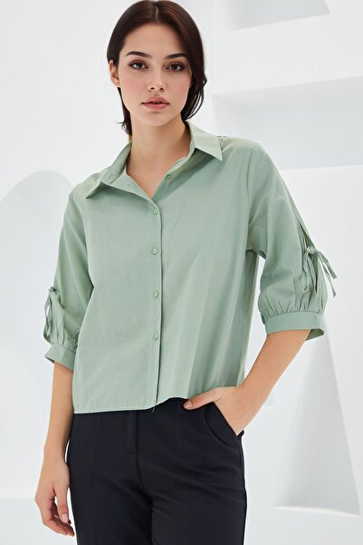 Hiccup Bdart Bow Detailed Short Shirt