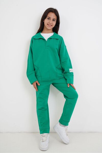 HayKids Set de trening cu două fire pentru fetiță, cu detaliu la guler