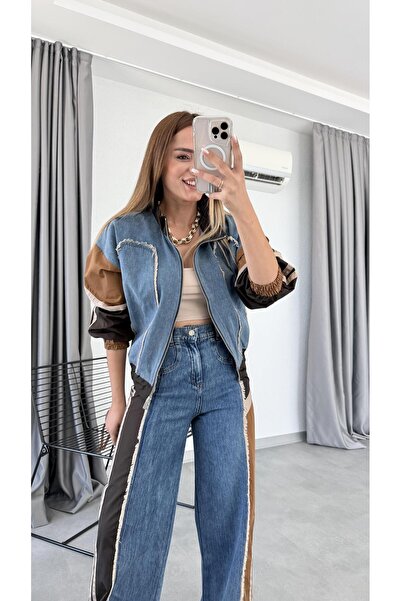 pelin yıldız butik Paraşüt Kumaş Püsküllü Denim Takım