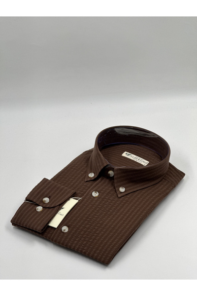 Lemario Erkek Pamuk Gofre Gömlek Slim Fit