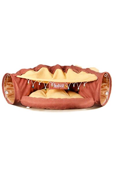 Golden cat Pet Nest Bed Channel Detachable Cover Suitable for Kittens-2 Rotating Catnip Balls - Brown color