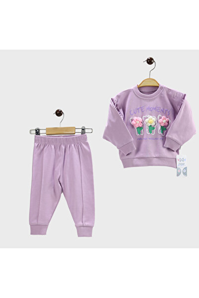 Nazar Bebe Çiçek Nakışlı Kız Bebek Takım