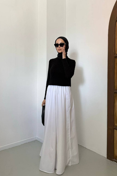 DELBİN Women's Crew Neck Knit Detailed Sweater Sweater