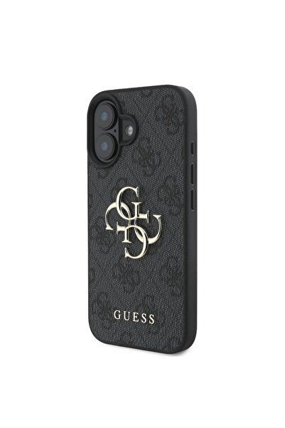 Guess Θήκη για iPhone 16, Σκληρή θήκη 4G με μεγάλο λογότυπο, Λεπτή προστασία, Συμβατή, Μαύρη