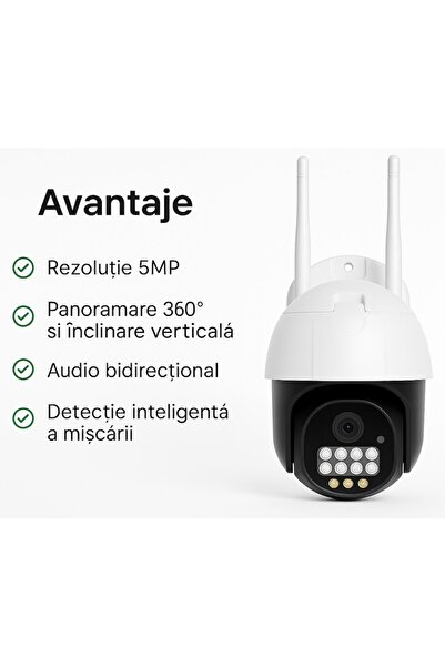 GermaNova Camera de Supraveghere Video 5MP GermaNova, Intelligent Tracking, PTZ, WIFI, Lan, Aplicatie Telefon,