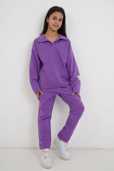 HayKids Girl's Two-Thread Tracksuit Set with Collar Detail
