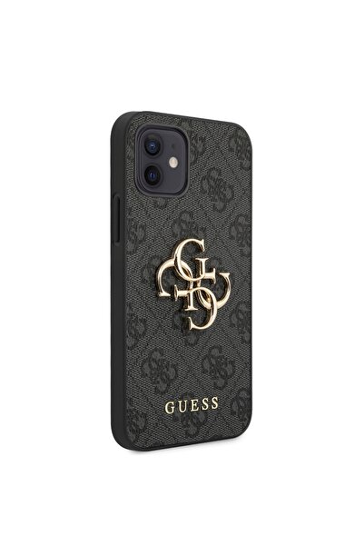 Guess Θήκη για iPhone 12, Σκληρή θήκη 4G με μεγάλο μεταλλικό λογότυπο, Λεπτή προστασία, Συμβατή, Γκρι
