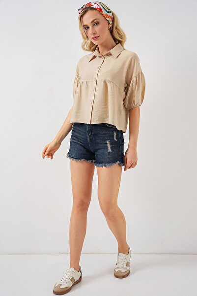 Hiccup Bdart Loose Fit Button down Short Shirt
