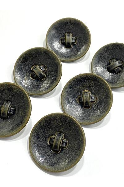 karantuhafiye Ιταλικό vintage κουμπί μεγάλου μεγέθους / Σετ 6 τεμαχίων / 3,8 εκ. / Χακί