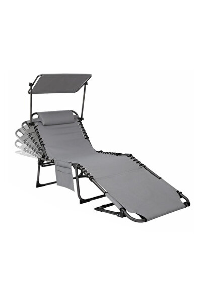 KINGCAMP Magnolia B10 Plus Hands-Free Premium 7 Kademeli Katlanır Şezlong Grey