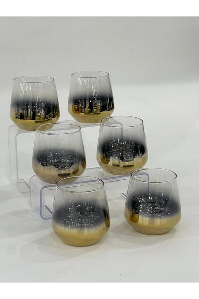 isra kristal Titanium Plated Gold 6-Piece Luxury Glass Cup Set – Gift Water/Soft Drink Glass