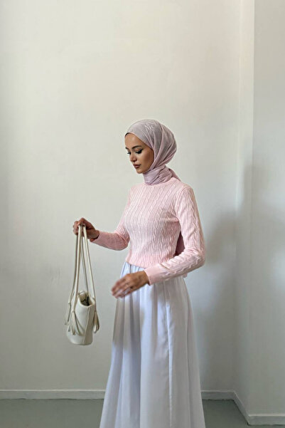 DELBİN Women's Crew Neck Knit Detailed Sweater Sweater