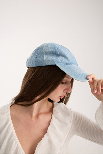 OX-RA Унисекс синя деним шапка с избледнели дънки