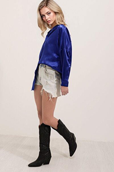 Hiccup Cămașă oversize din satin cu nasturi BDART