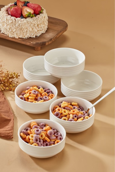 Cooker Set of 6 12 cm Porcelain Bowl - Soup, Appetizer, Souffle, Salad, Dessert, Breakfast Presentation Bowl