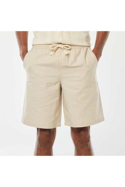 KIABI Plain Bermuda shorts with elasticated waist + drawstrings BEIGE
