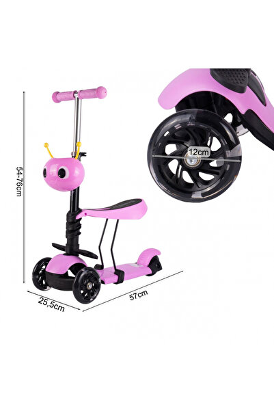 MalPlay Children's scooter, Malplay, foldable, removable seat, PU wheels with LED, anti-slip deck and