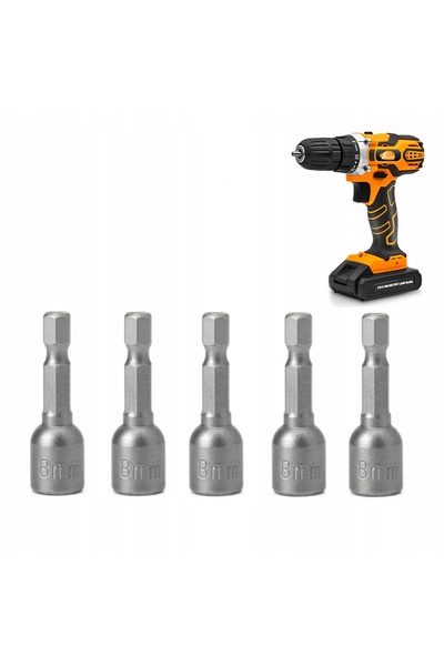 Rosfix Set Capete Magnetice 8mm 1/4" 5 Buc | Oțel 40Cr Lungime 65mm