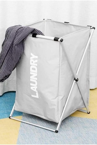 Binbirreyon Laundry Çamaşır Sepeti Metal İskeletli Kapaklı Oxford Kumaş 38x38...